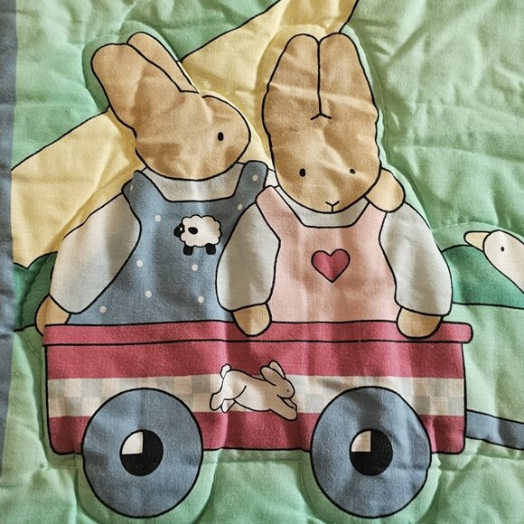 VTG 90s Daisy Kingdom Honey Bunny Crib Comforter Country By Tender Beginnings - Picture 3 of 11